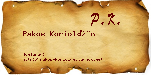 Pakos Koriolán névjegykártya